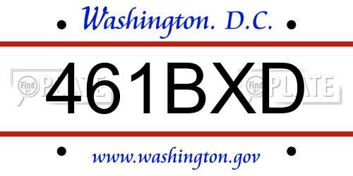 461BXD District Of Columbia License Plate