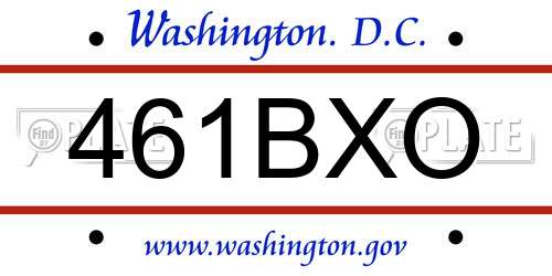 461BXO District Of Columbia License Plate