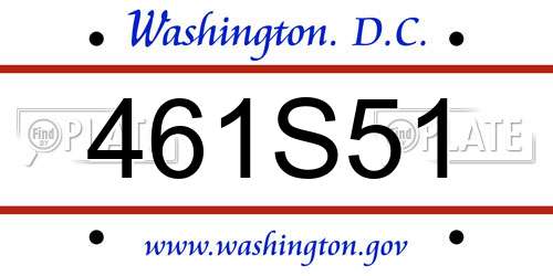 461S51 District Of Columbia License Plate