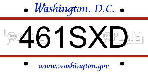461SXD District Of Columbia License Plate