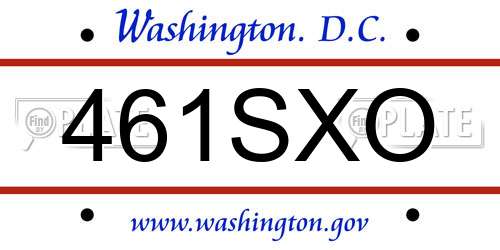 461SXO District Of Columbia License Plate