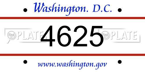 4625 District Of Columbia License Plate