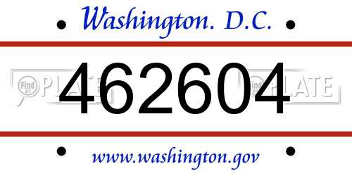 462604 District Of Columbia License Plate