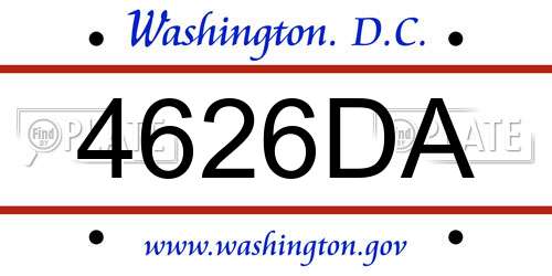 4626DA District Of Columbia License Plate