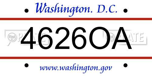4626OA District Of Columbia License Plate