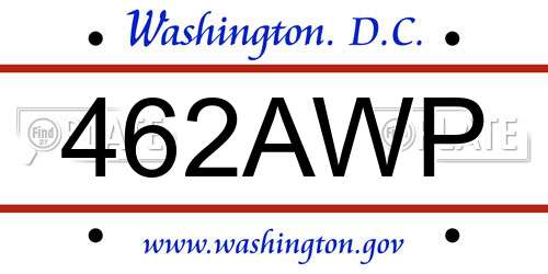 462AWP District Of Columbia License Plate
