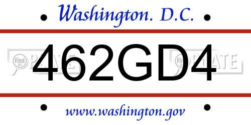462GD4 District Of Columbia License Plate