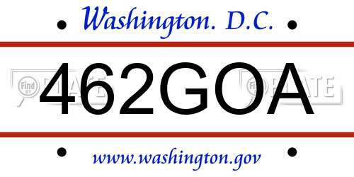 462GOA District Of Columbia License Plate