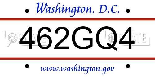 462GQ4 District Of Columbia License Plate