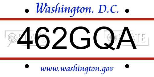 462GQA District Of Columbia License Plate