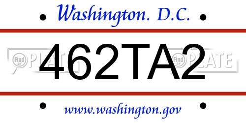 462TA2 District Of Columbia License Plate