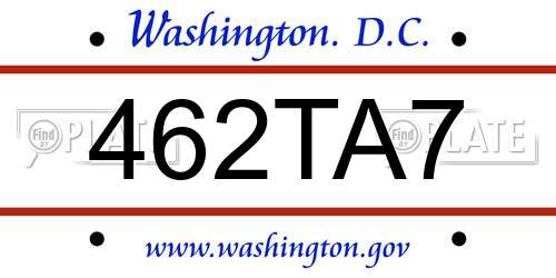 462TA7 District Of Columbia License Plate