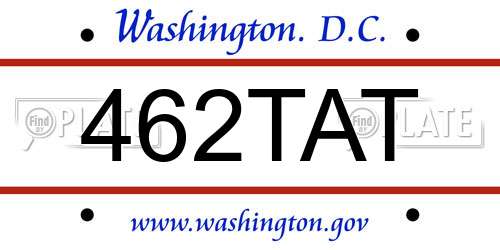 462TAT District Of Columbia License Plate
