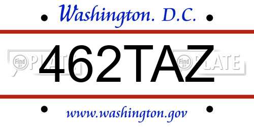 462TAZ District Of Columbia License Plate