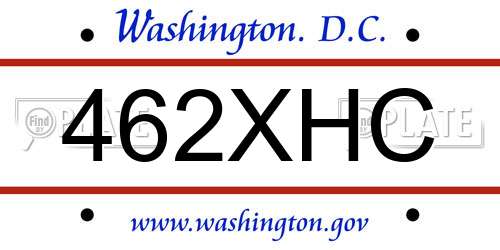 462XHC District Of Columbia License Plate