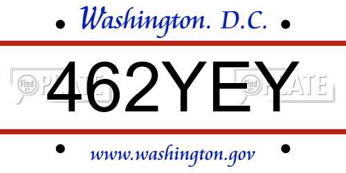 462YEY District Of Columbia License Plate