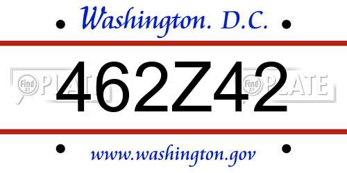 462Z42 District Of Columbia License Plate