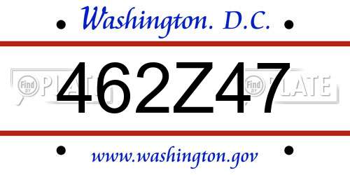 462Z47 District Of Columbia License Plate