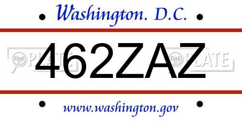 462ZAZ District Of Columbia License Plate