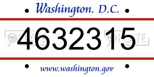 4632315 District Of Columbia License Plate