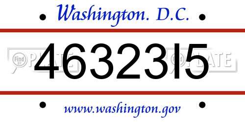 46323I5 District Of Columbia License Plate