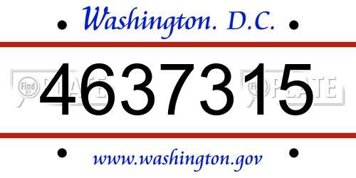 4637315 District Of Columbia License Plate