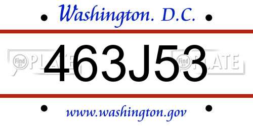 463J53 District Of Columbia License Plate