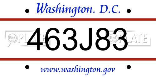 463J83 District Of Columbia License Plate