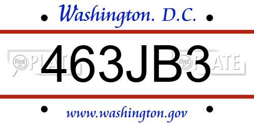 463JB3 District Of Columbia License Plate