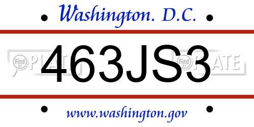 463JS3 District Of Columbia License Plate