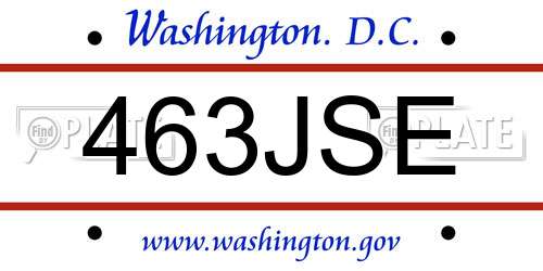 463JSE District Of Columbia License Plate