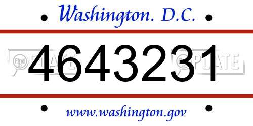 4643231 District Of Columbia License Plate