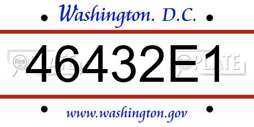 46432E1 District Of Columbia License Plate