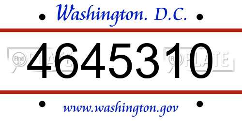 4645310 District Of Columbia License Plate