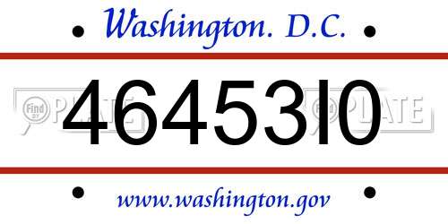 46453I0 District Of Columbia License Plate