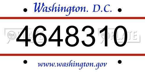4648310 District Of Columbia License Plate