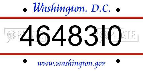 46483I0 District Of Columbia License Plate