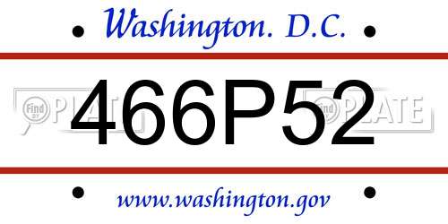 466P52 District Of Columbia License Plate