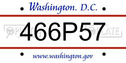 466P57 District Of Columbia License Plate