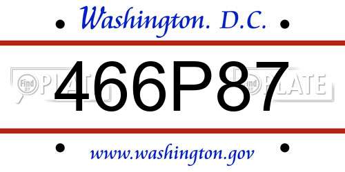 466P87 District Of Columbia License Plate