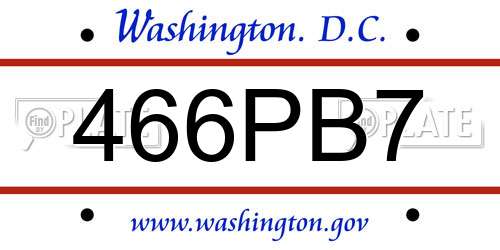 466PB7 District Of Columbia License Plate