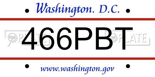 466PBT District Of Columbia License Plate