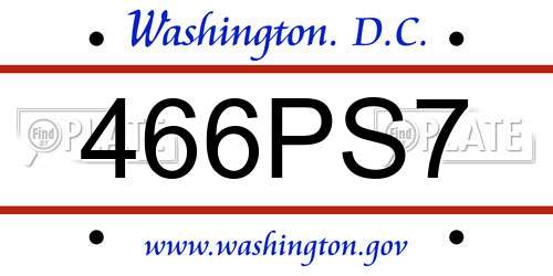 466PS7 District Of Columbia License Plate