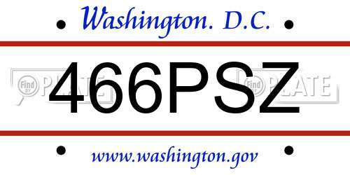 466PSZ District Of Columbia License Plate