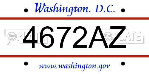 4672AZ District Of Columbia License Plate