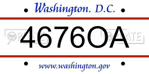 4676OA District Of Columbia License Plate