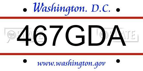 467GDA District Of Columbia License Plate