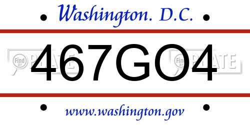467GO4 District Of Columbia License Plate