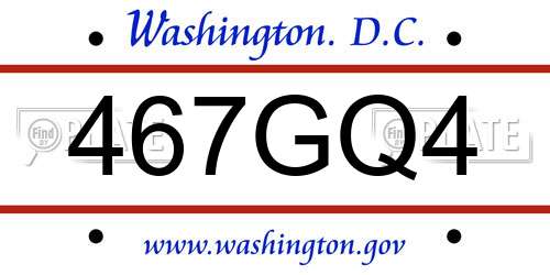 467GQ4 District Of Columbia License Plate