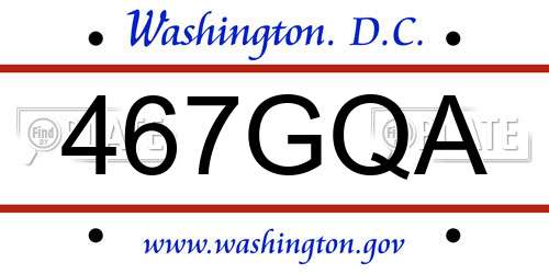 467GQA District Of Columbia License Plate